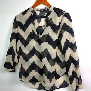 Almost Famous S Tan Black Sheer Top